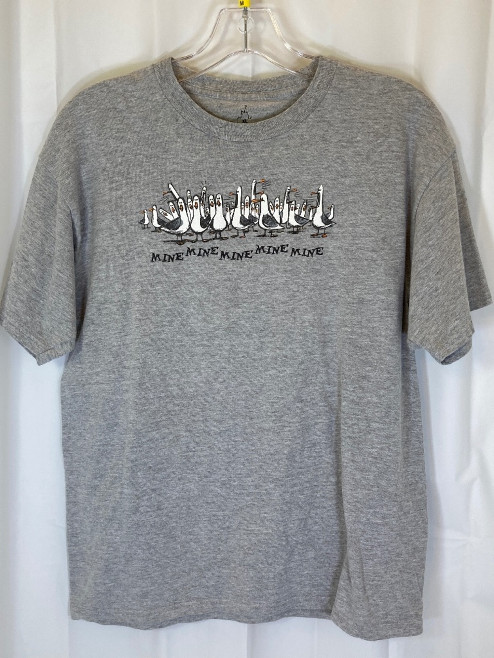 Disney Parks YOUTH Mine Mine Mine Seagull Shirt Sz XL Short Sleeve Gray Nemo